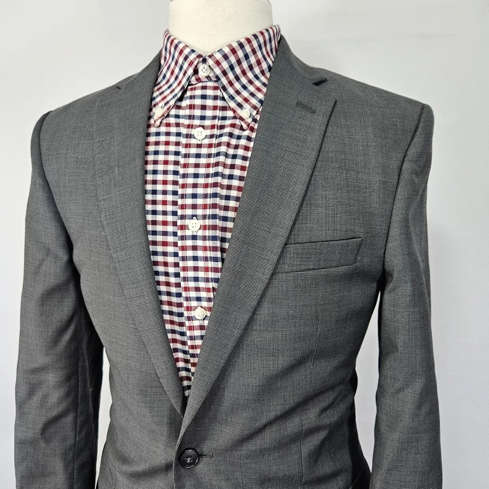 JOS A BANK Metropolitan Men's Sport Coat Blazer Two‎ Button Gray Slim Fit 38R
